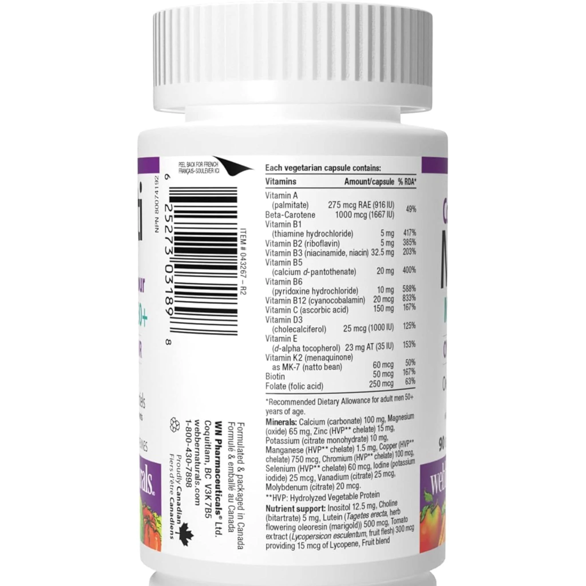 Webber Naturals Most Complete Multivitamin for Men 50+, 90 Vegetarian Capsules - Image 4