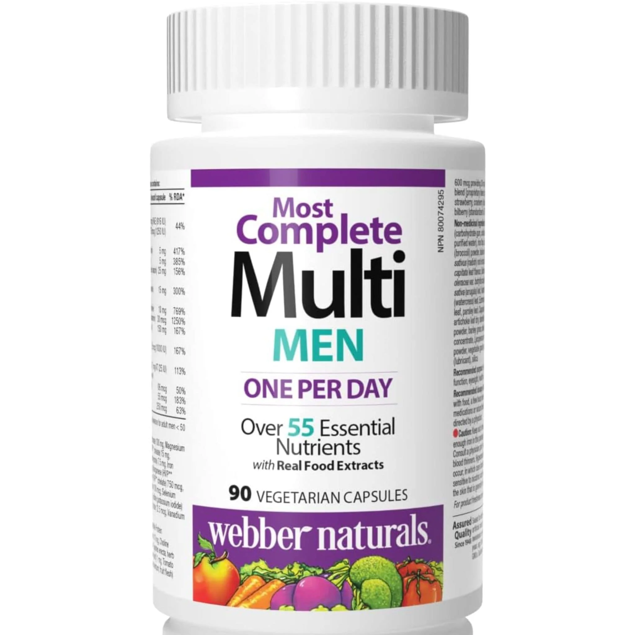 Webber Naturals Most Complete Multivitamin for Men, 90 Vegetarian Capsules - Image 3