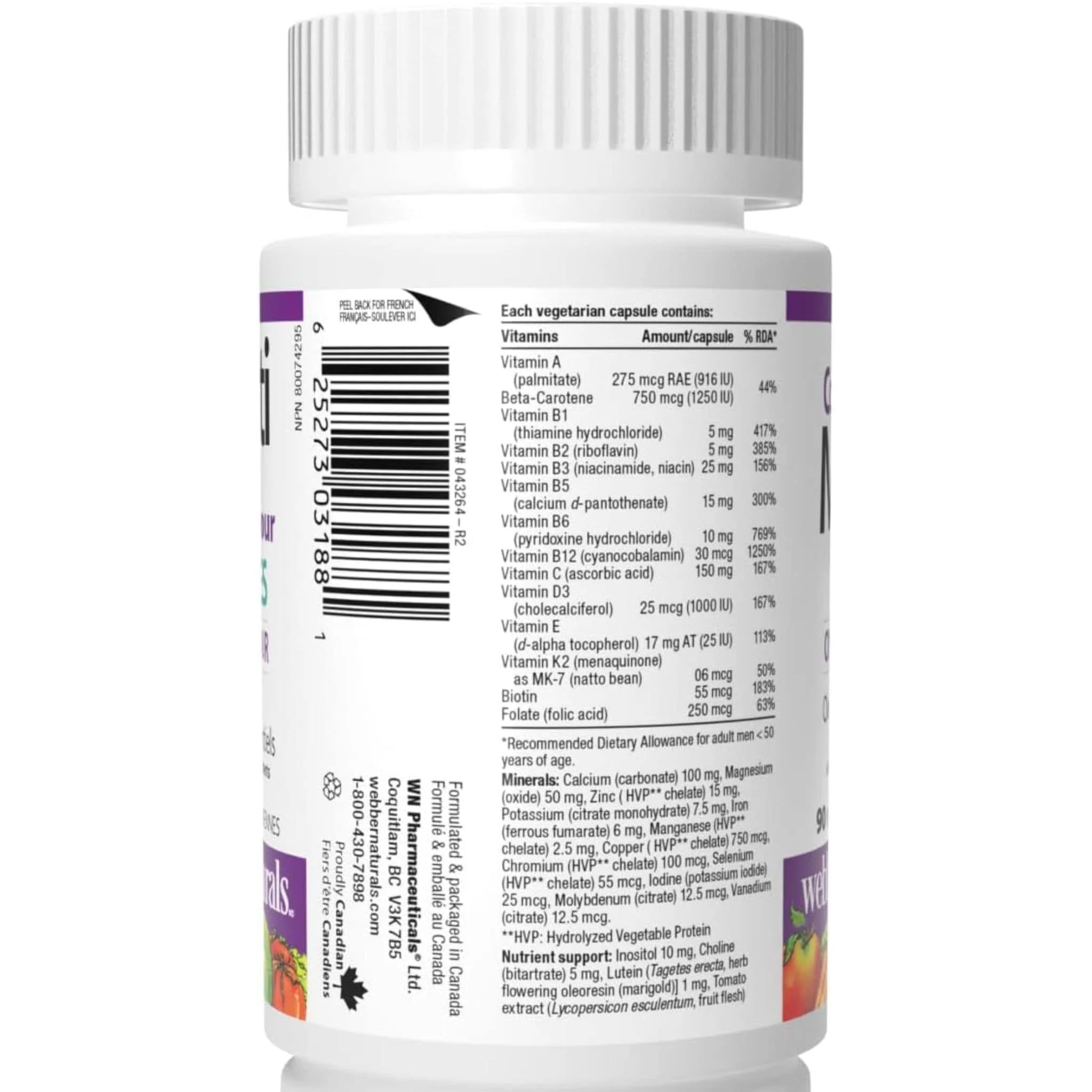 Webber Naturals Most Complete Multivitamin for Men, 90 Vegetarian Capsules - Image 6