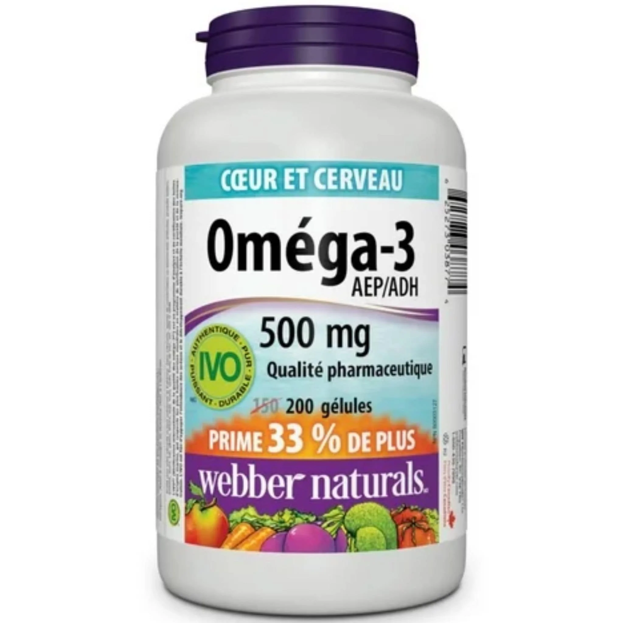Webber Naturals Omega 3 500mg, EPA 300mg, DHA 200mg, BONUS 33% More, 150+50 Softgels - Image 2