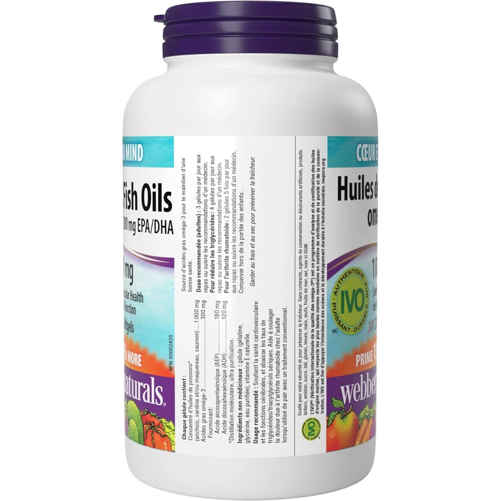 Webber Naturals Omega 3 Fish Oils, 1000mg, EPA 180mg, DHA 120mg, BONUS 180+30 Softgels - Image 4