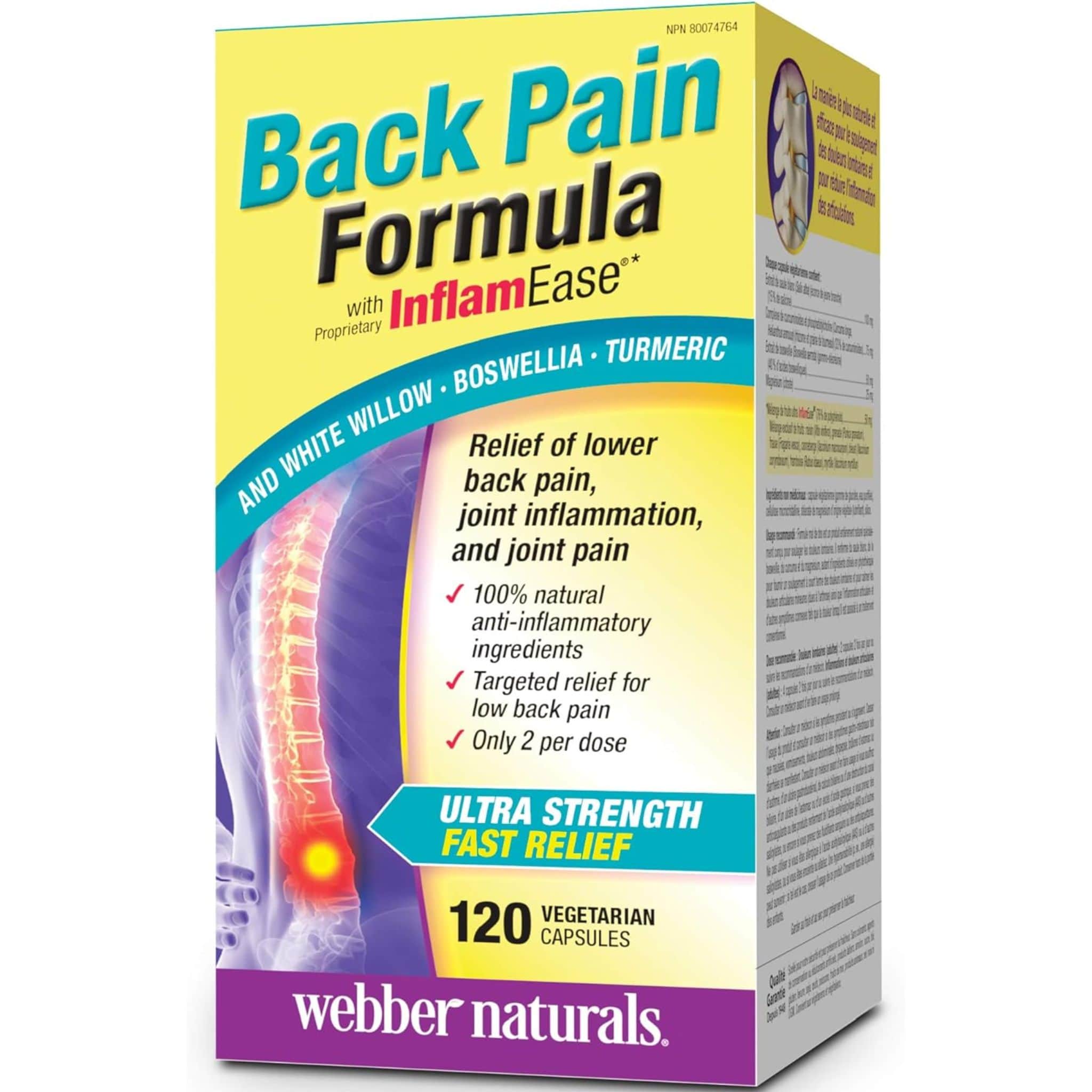 Webber Naturals Osteo Back Pain Relief with InflamEase, 120 Vegetarian Capsules