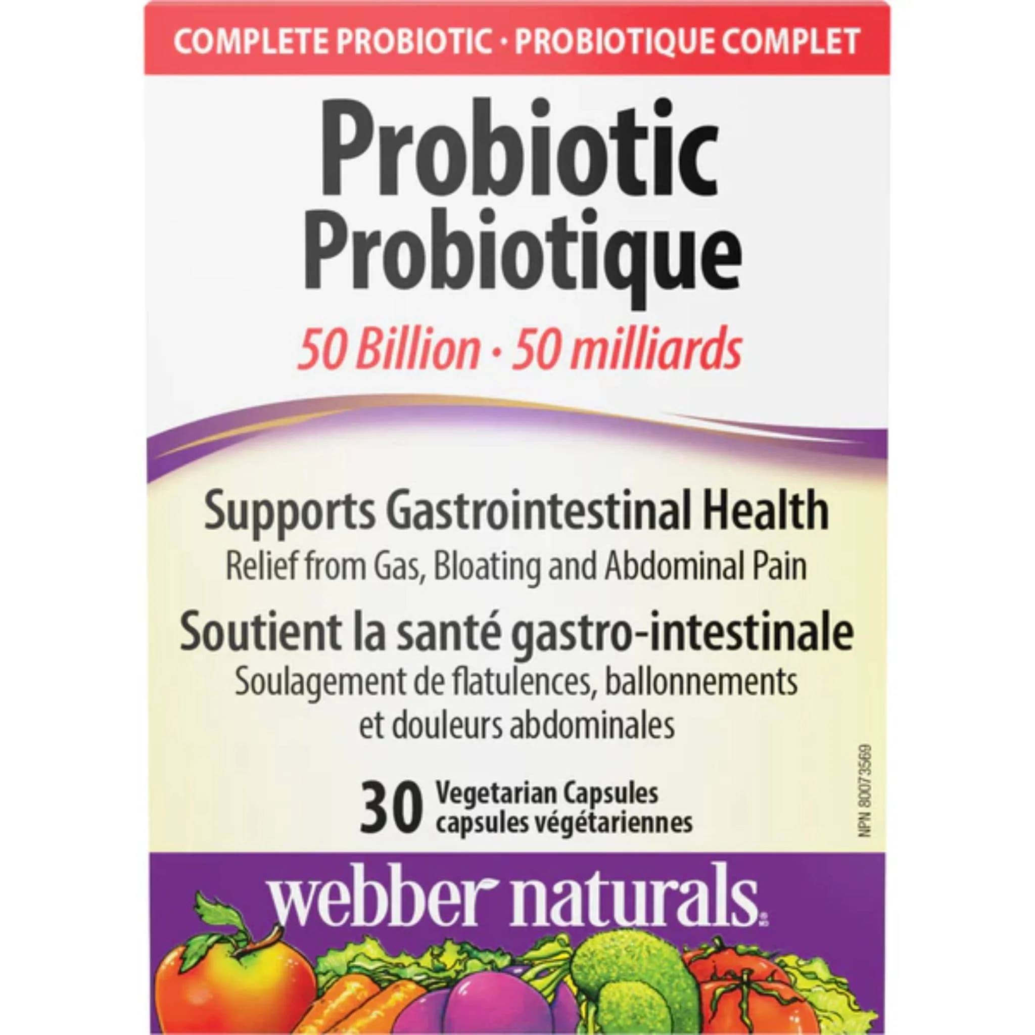 Webber Naturals Probiotic 50 Billion, 30 Vegetarian Capsules