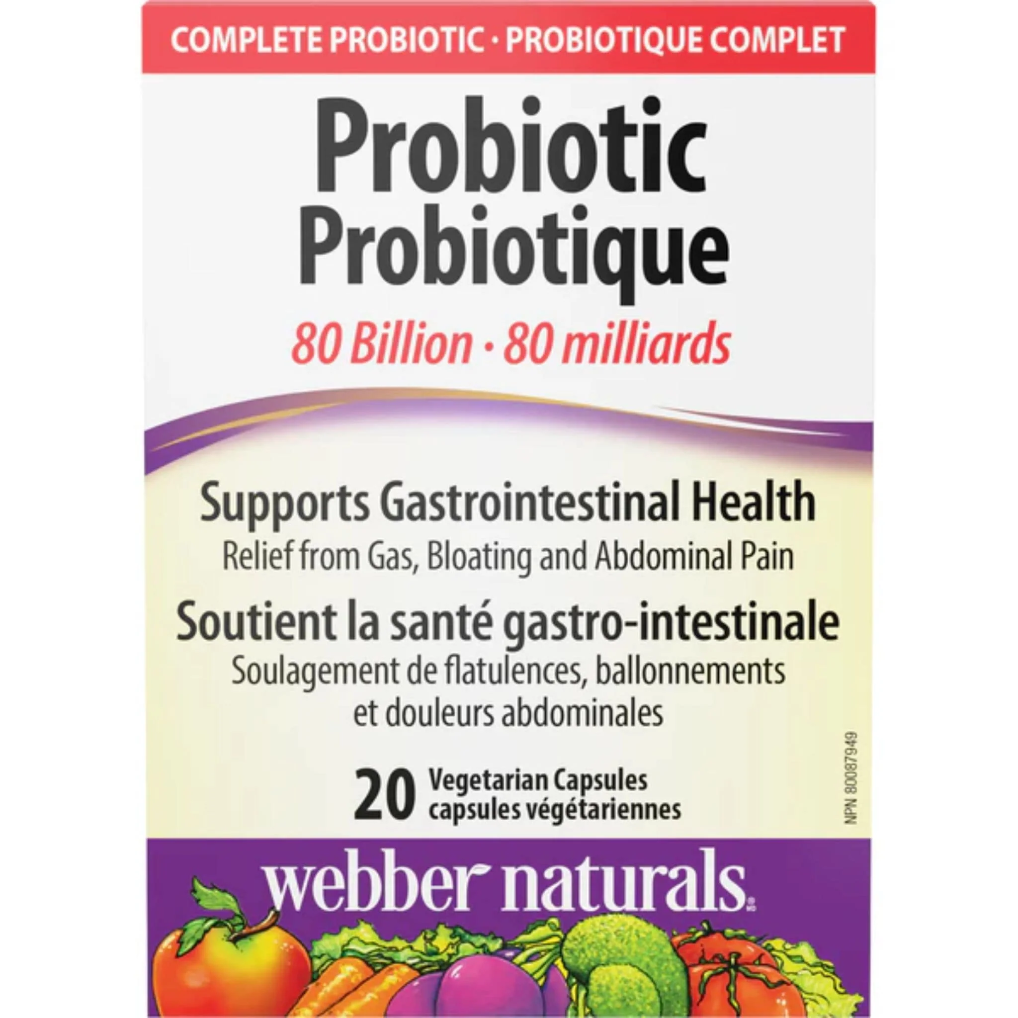 Webber Naturals Probiotic 80 Billion, 20 Vegetarian Capsules