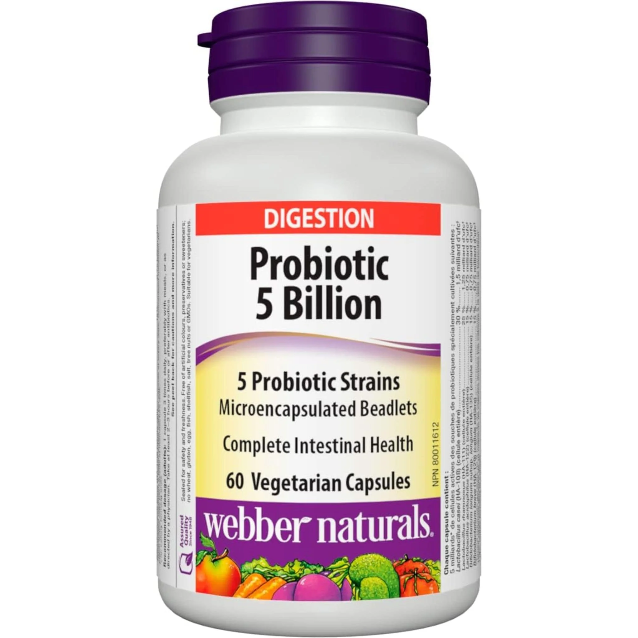 Webber Naturals Probiotic Multi Strain, 5 Billion Active Cells, 5 Probiotic Strains, 60 Vegetarian Capsules - Image 3