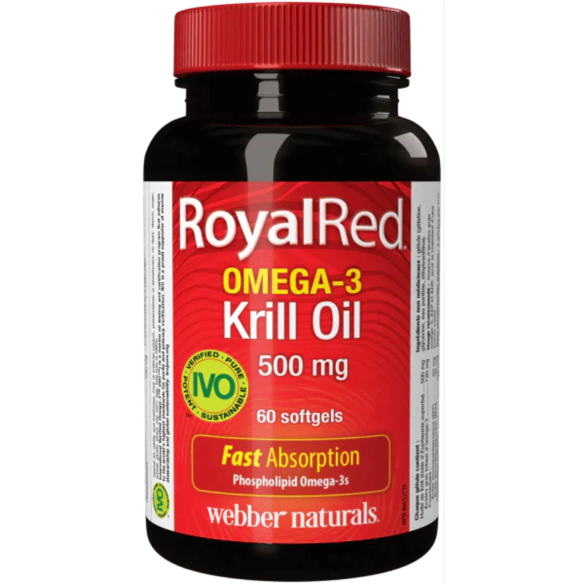 Webber Naturals RoyalRed Omega-3 Krill Oil 500mg, 100% Pure, 60 Softgels