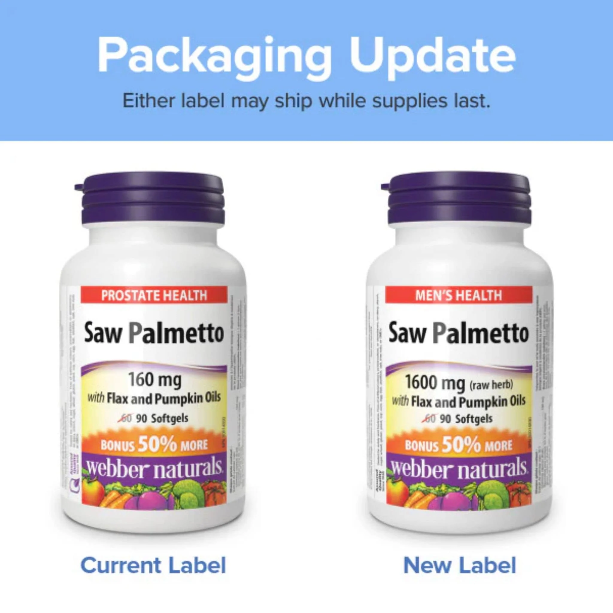 Webber Naturals Saw Palmetto 160mg, BONUS 50% More, 60+30 Softgels - Image 7