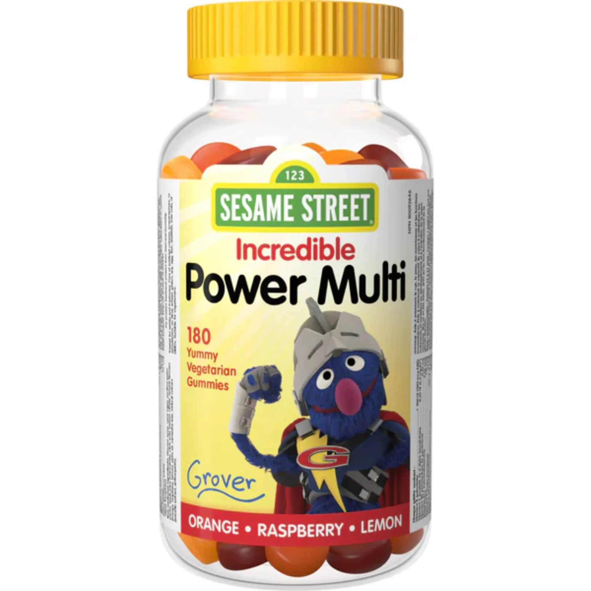 Webber Naturals Sesame Street Incredible Power Multivitamin For Kids, Orange, Raspberry, Lemon, 180 Gummies