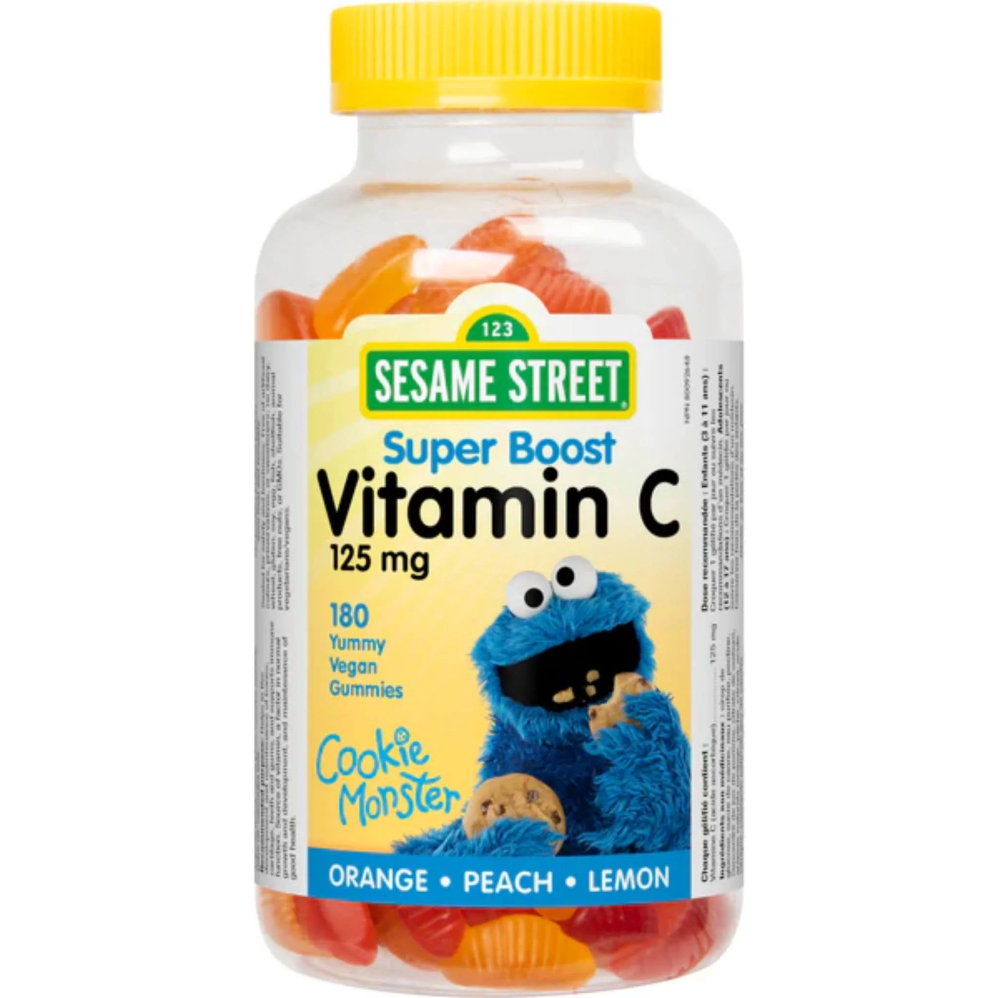 Webber Naturals Sesame Street Vitamin C Gummy 125mg, Orange, Peach, Lemon, 180 Gummies