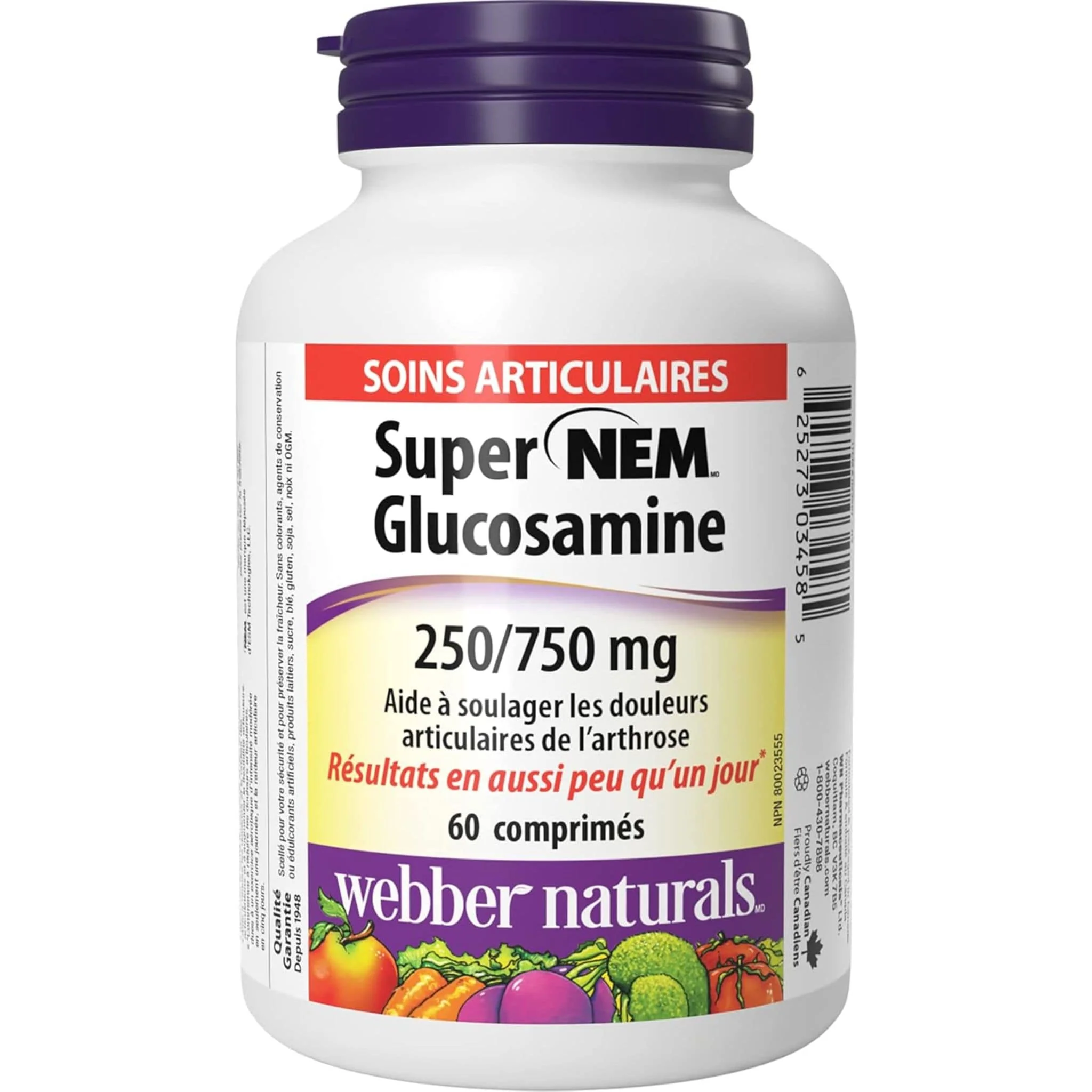 Webber Naturals Super NEM Glucosamine, 250mg and 750mg, Helps Relieve Osteoarthritic Pain, 180 Tablets - Image 8