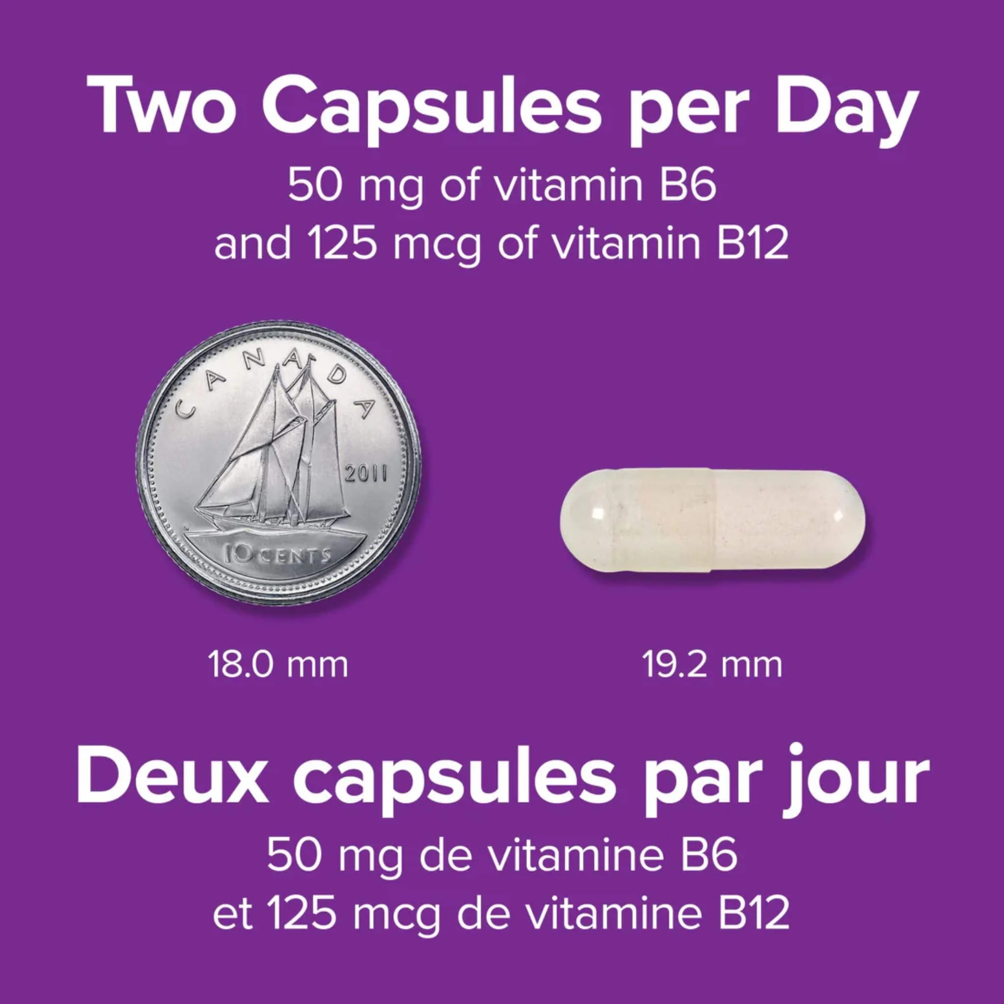 Webber Naturals Vitamin B6 + B12 with Folic Acid, 50mg/125 mcg/0.4 mg, BONUS! 33% More, 90+30 Capsules - Image 5