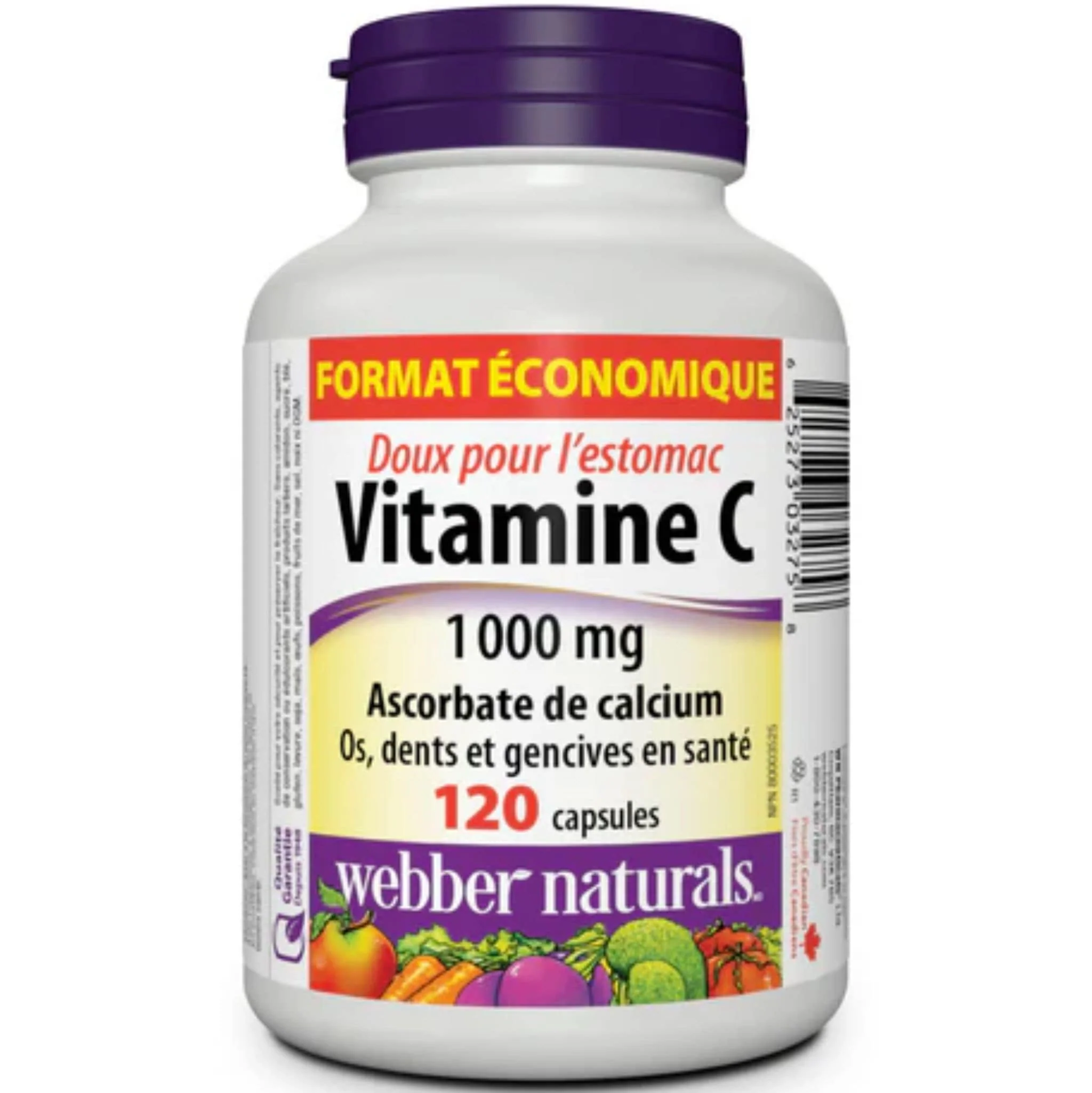 Webber Naturals Vitamin C, 1000mg Calcium Ascorbate (Stomach Friendly) 120 Capsules - Image 2