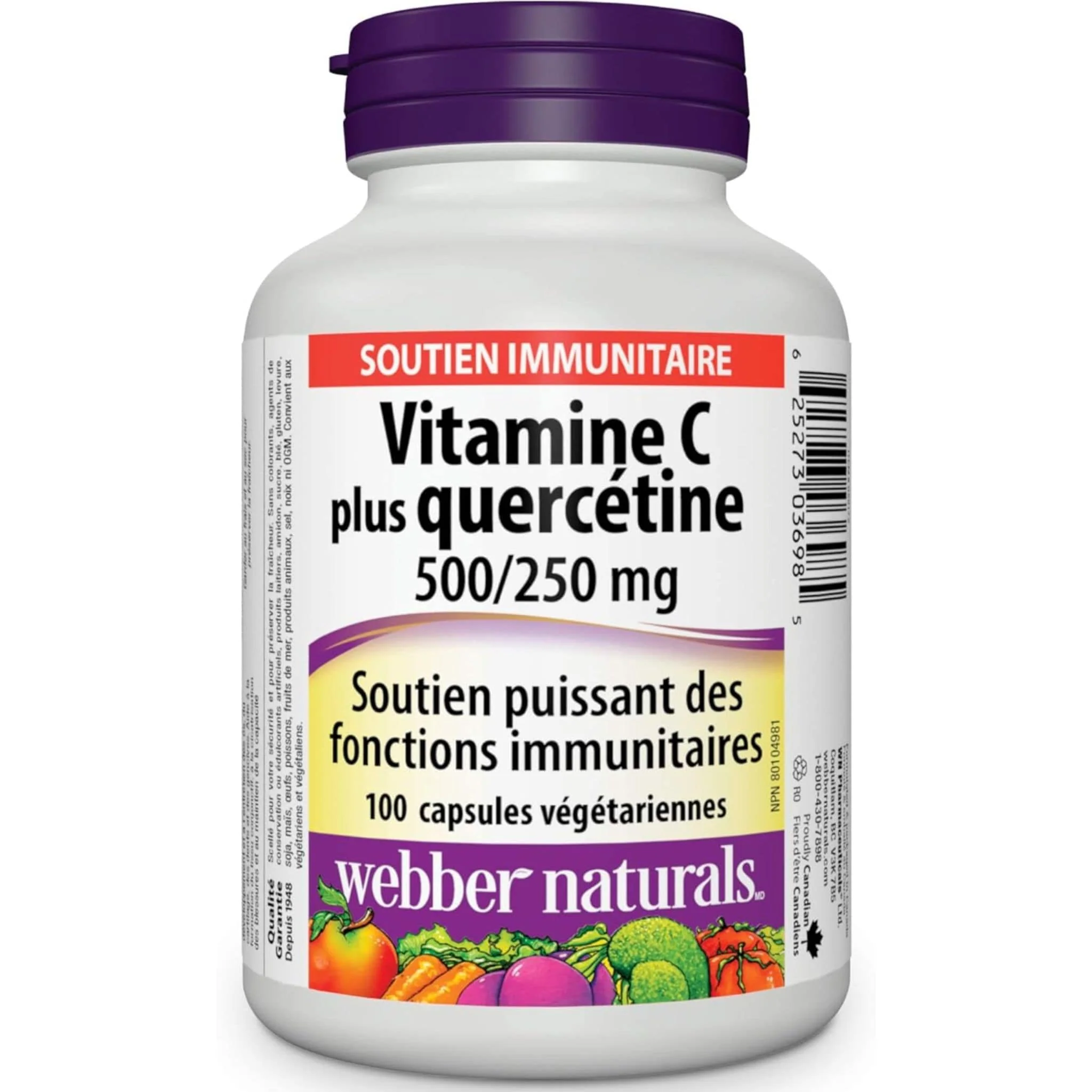 Webber Naturals Vitamin C 500mg Plus Quercetin 250mg, 100 Vegetable Capsules - Image 2