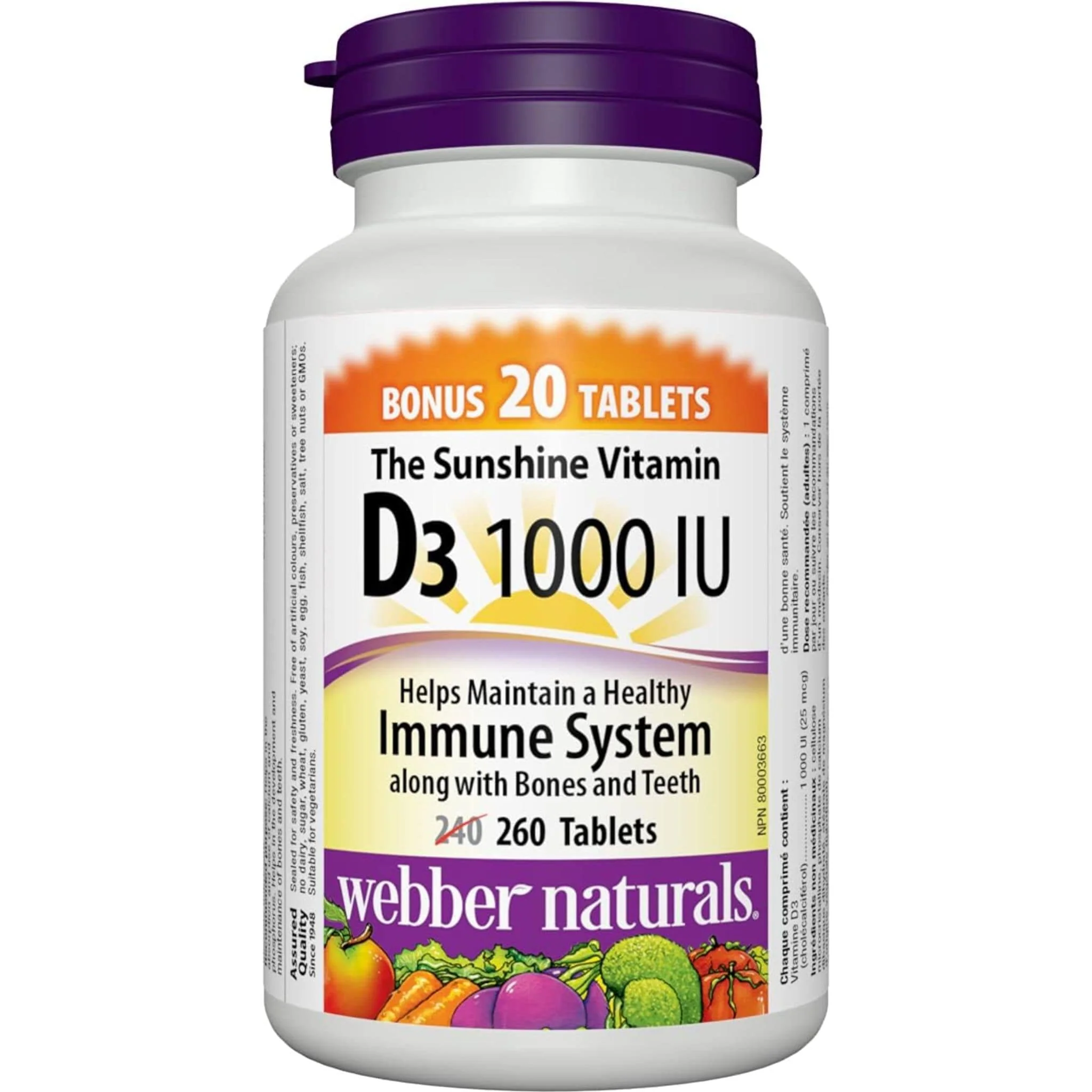 Webber Naturals Vitamin D3 Tablets, 1000IU, Value Pack