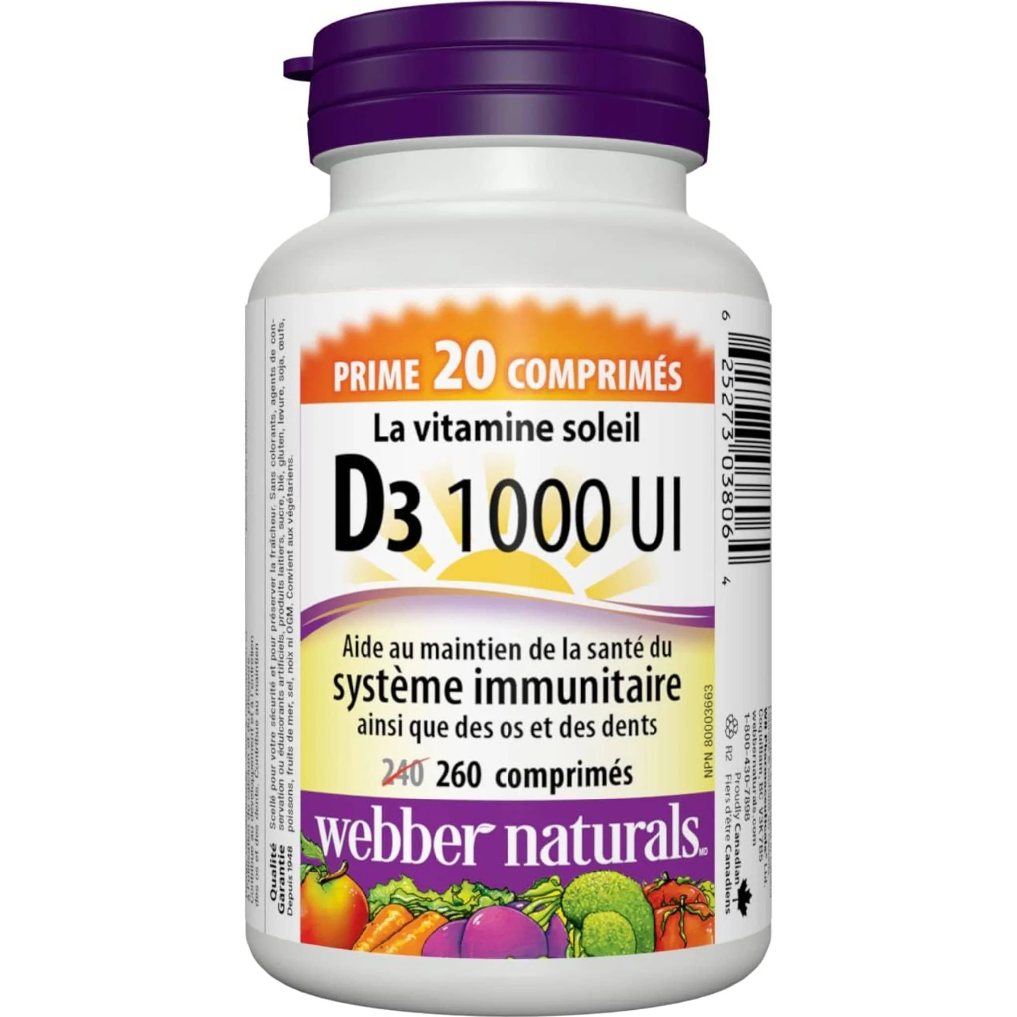 Webber Naturals Vitamin D3 Tablets, 1000IU, Value Pack - Image 2