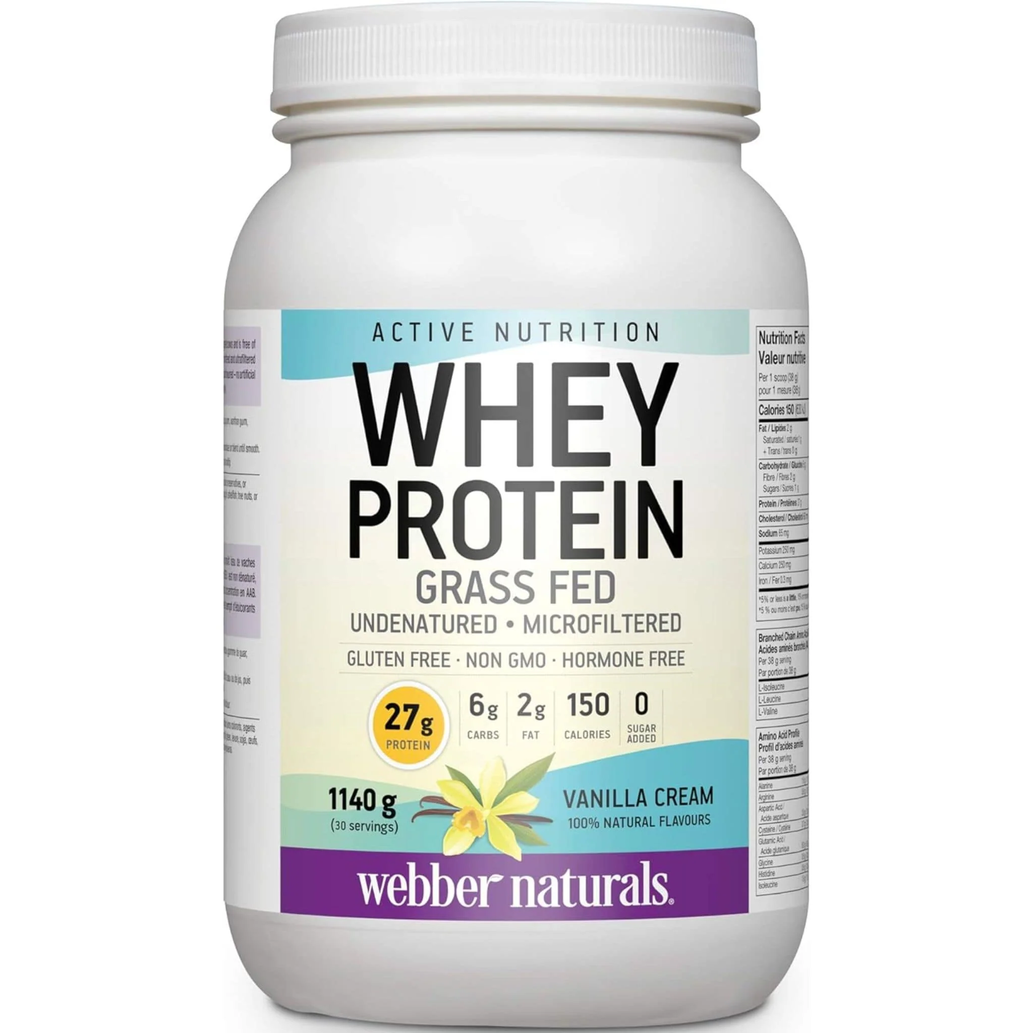 Webber Naturals Grass Fed Whey Protein, 27g Protein, All Natural, Non-GMO, Gluten-Free, 30 Servings - Image 8