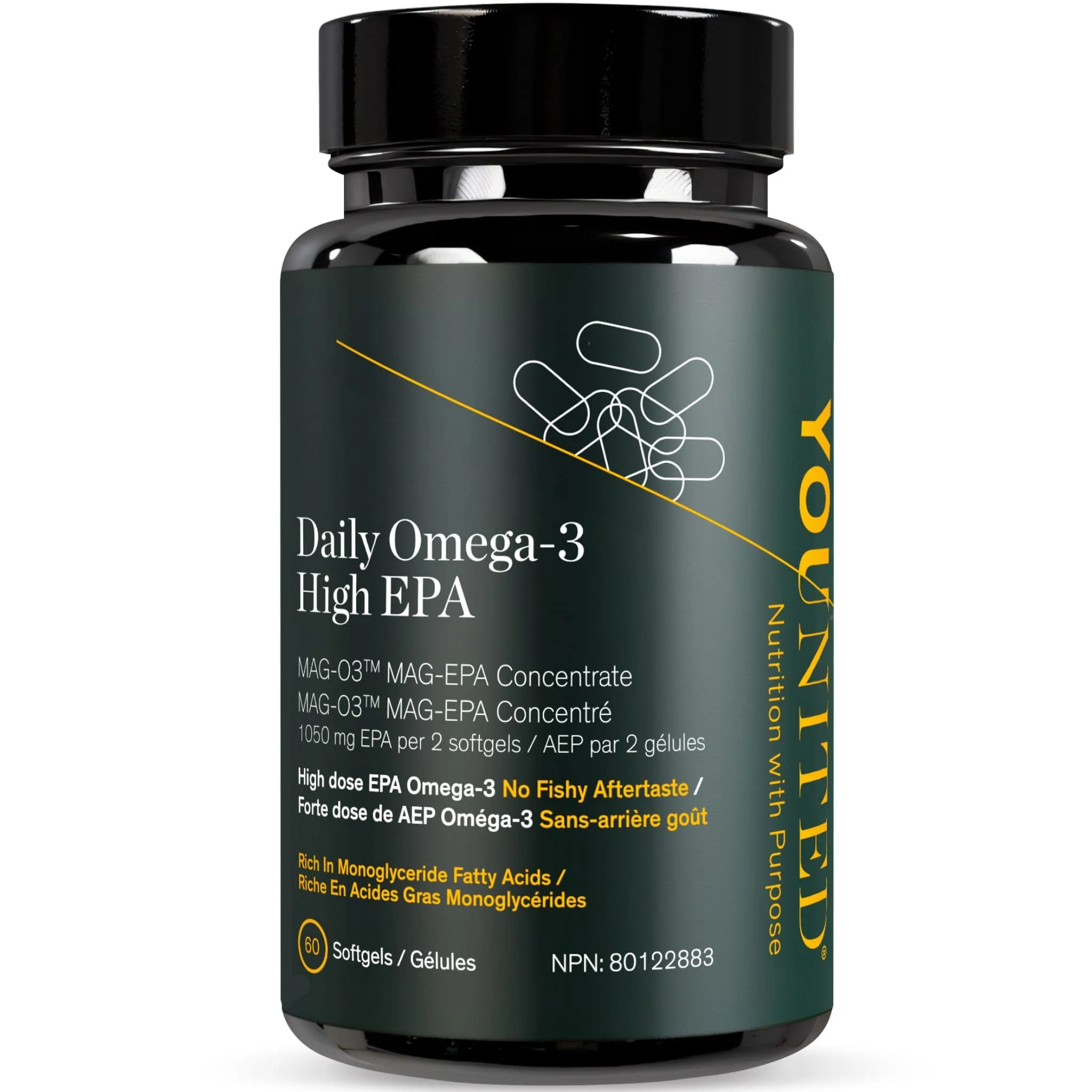 Younited Daily Omega-3 Fish Oil, EPA 1215 mg and DHA 540mg, 60 Softgels - Image 2