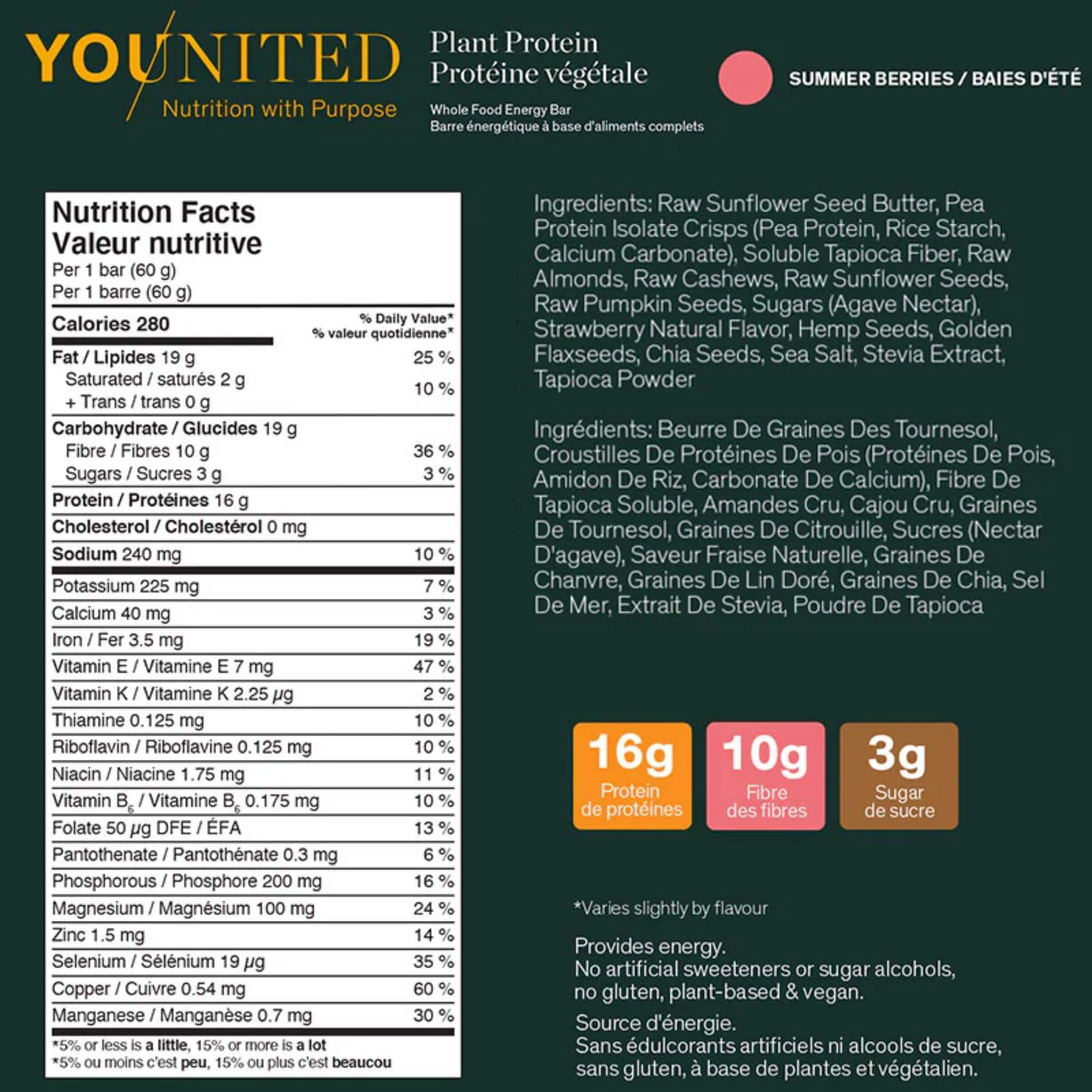 Younited Plant Protein Snack Bar, High Protein High Fibre Low Sugar Protein Bar, Box of 12 Bars - Image 6